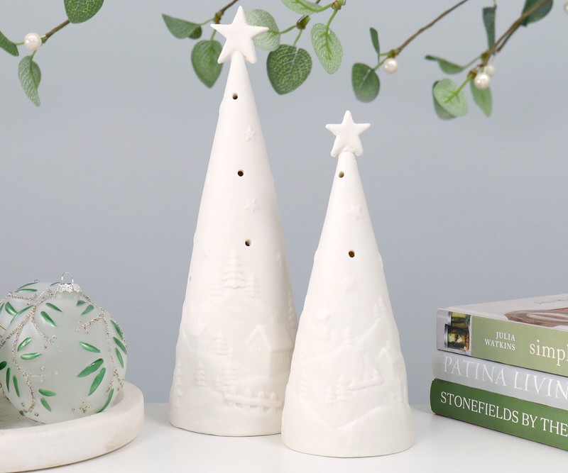 Tall Wonderland Embossed White Porcelain Tree