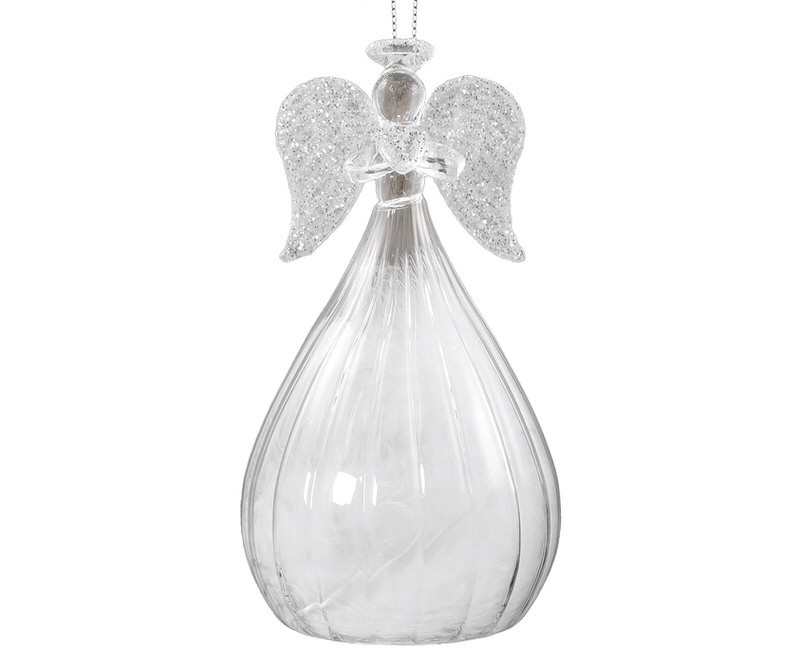 Large Glitter Glass Angel Tree Decoration