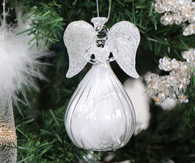Small Glitter Glass Angel Tree Decoration