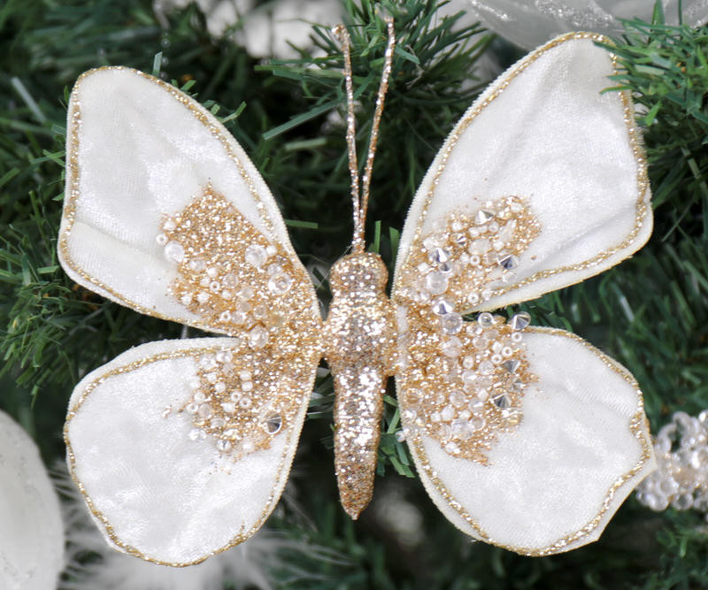 Camilla White & Gold Butterfly Decoration