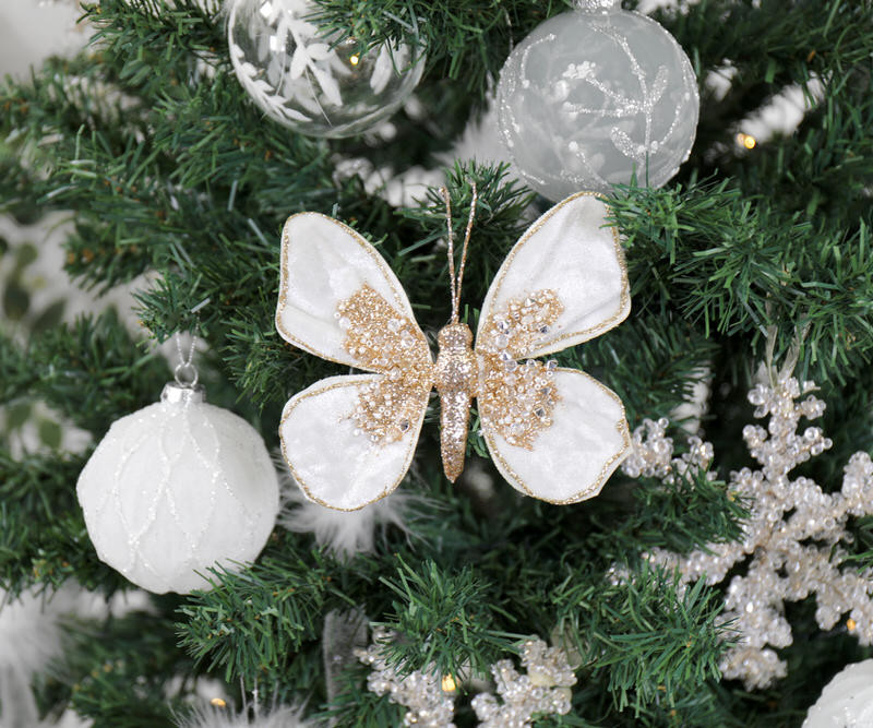 Camilla White & Gold Butterfly Decoration