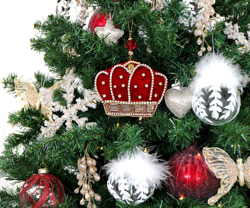 Imperial Red Velvet Crown Tree Decoration