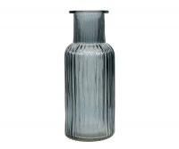 Ellis Ribbed Glass Vase - Blue