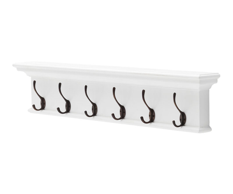 Halifax White 6 Hook Coat Rack