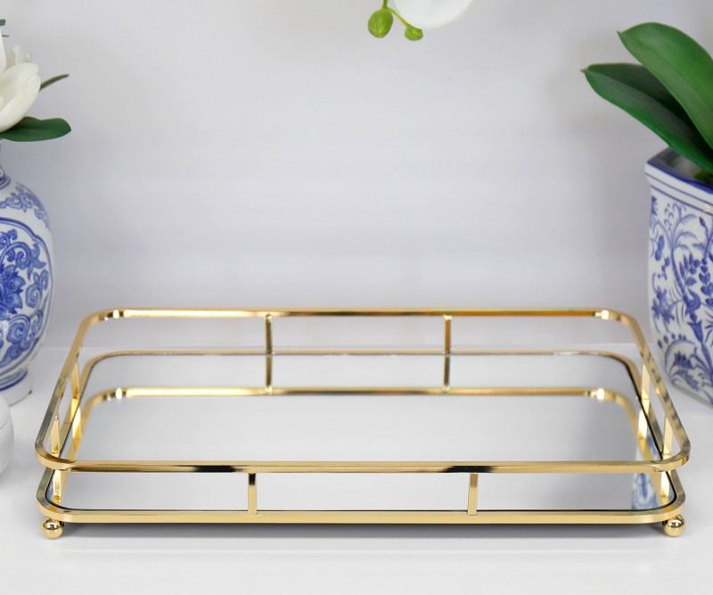Large Caspian Gold Mirror Tray