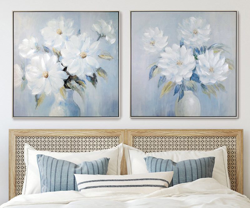 Lucie Blue Peonies I Framed Canvas Painting