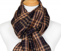 Peta Navy & Tan Tartan Scarf