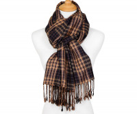 Peta Navy & Tan Tartan Scarf