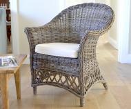 Charlotte Rattan Cane Armchair Antique Grey