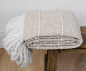 Darby Oatmeal Wool Blend Throw Blanket