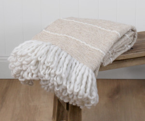Darby Oatmeal Wool Blend Throw Blanket