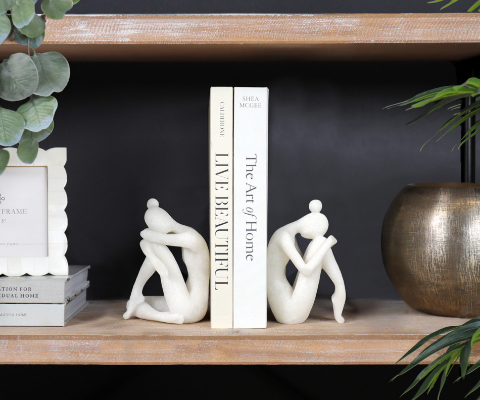 Set 2 Muse Marble Composite Bookends