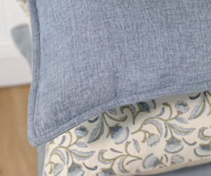 Hudson Chambray Lumbar Cushion - Denim Blue