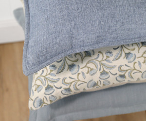 Hudson Chambray Lumbar Cushion - Denim Blue
