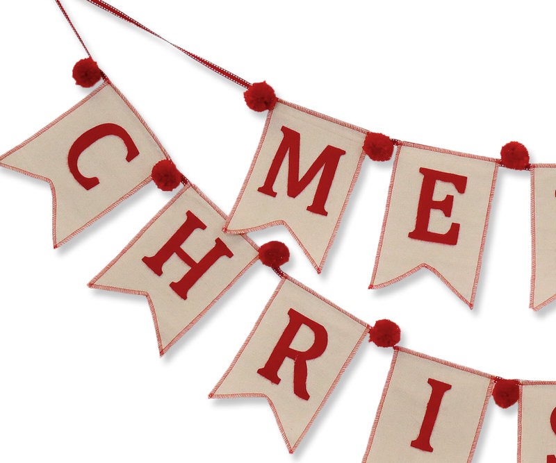 Red Merry Christmas Bunting Garland
