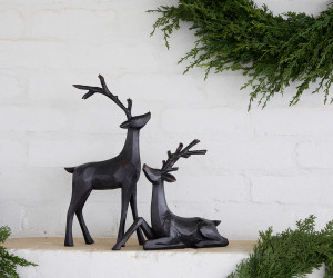 Seated Ebony Reindeer Christmas Decoration
