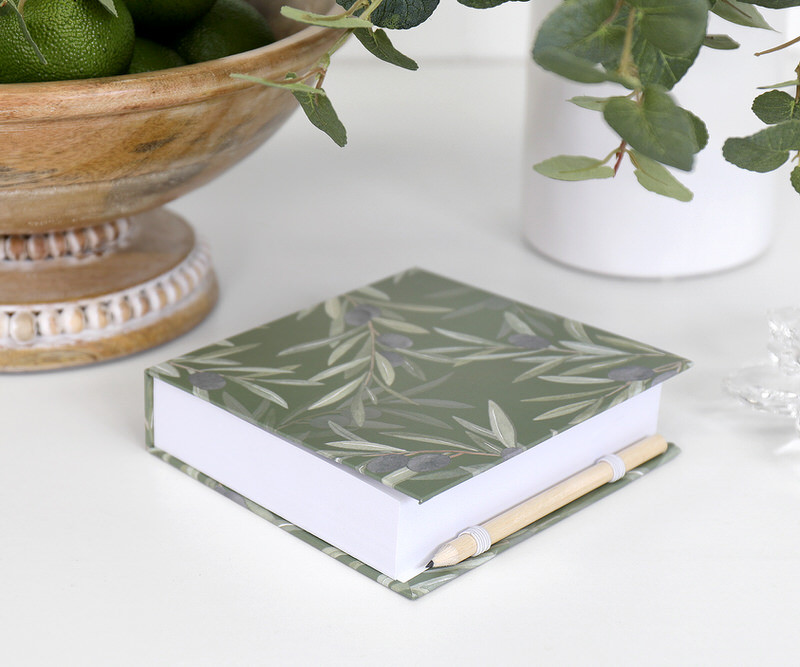 Olive Leaf Notepad & Pencil