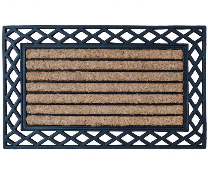 Clarence Ribbed Coir & Rubber Doormat with Diamond Border