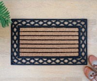 Clarence Ribbed Coir & Rubber Doormat with Diamond Border