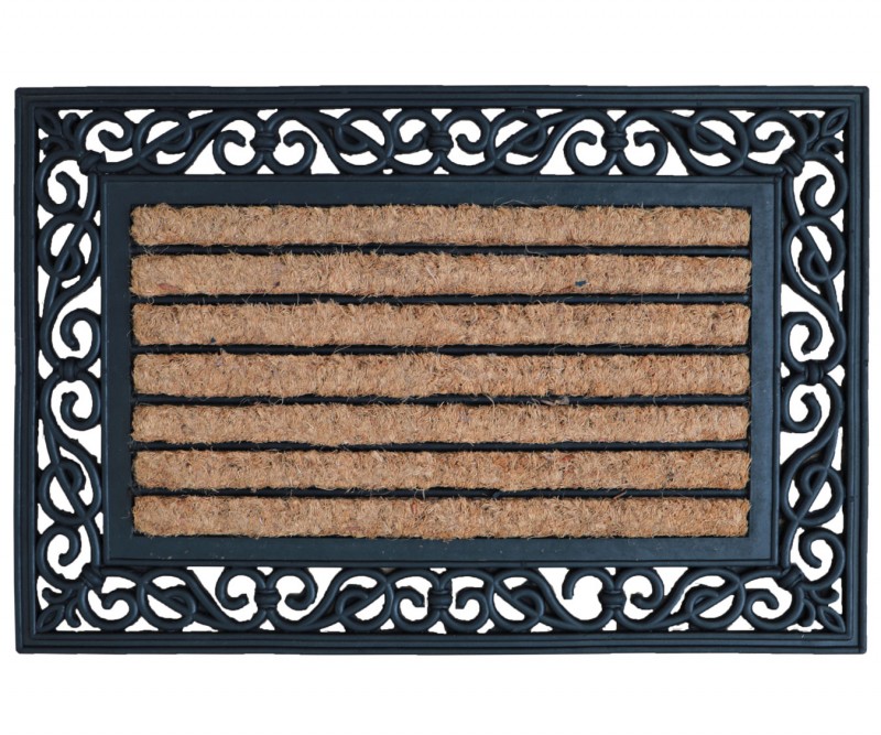 Albany Ribbed Coir Rubber Doormat With Scroll Border