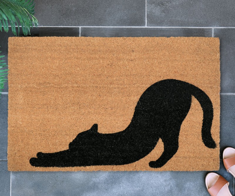 Stretching Cat Large Doormat