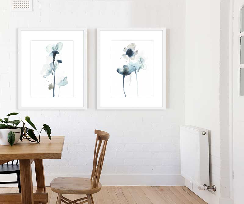 Indigo Midnight Blooms I Art Print Framed