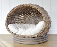 Round Ball Pet Bed Antique Grey Cane