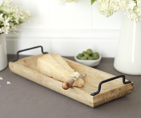 Amara Mango Wood Tray With Handle - Small