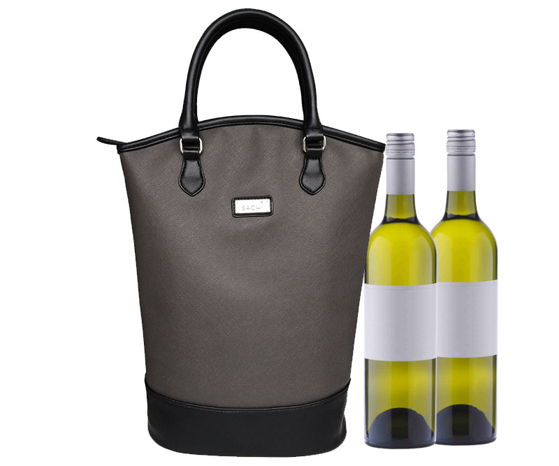 The 2 Bottle Wine Purse - Charcoal Handbag Insulated Wine Carrier