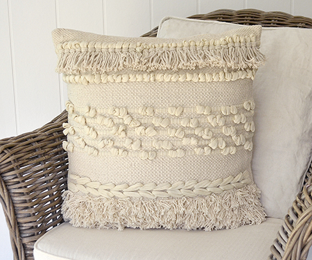 Boho Cream Tassel Cushion - Home accessories and homewares 