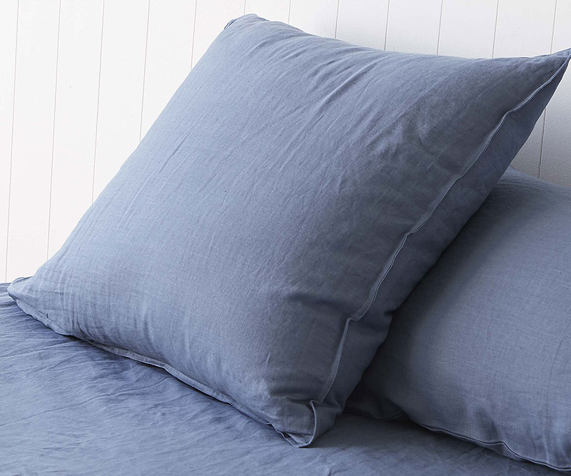 Set 2 Euro Pillowcases Vintage Denim Linen
