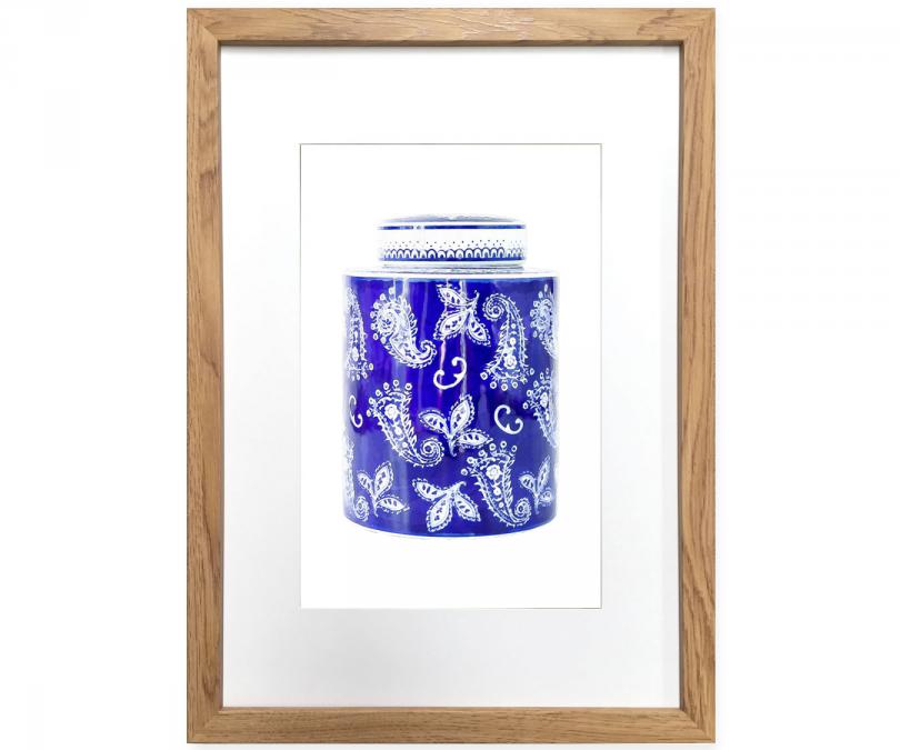 A3 Ginger Jar Print - Monaco Blue & White Framed Print