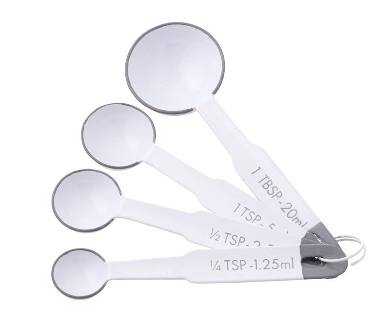 Austen Set 4 Enamel Measuring Spoons Grey/White