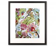 Crimson Paper Birds I Art Print Framed