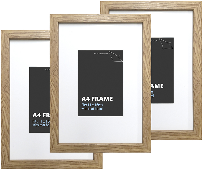 Set 3 A4 American Oak Picture Frames