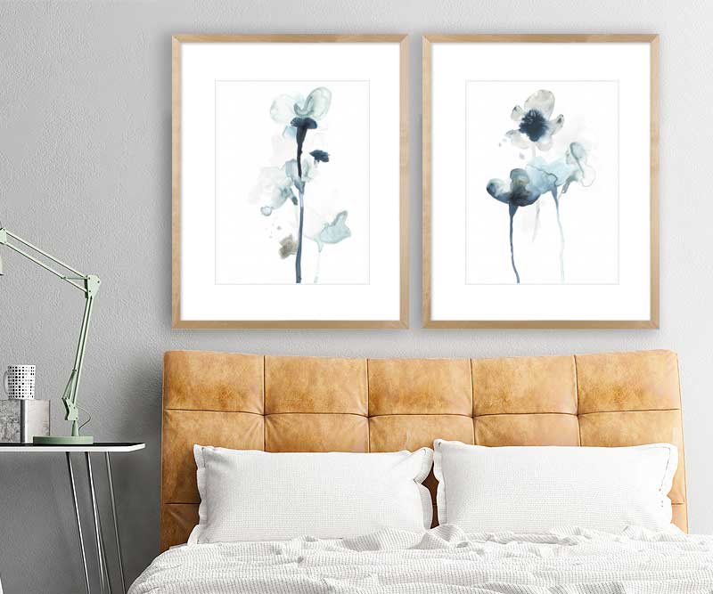 Large Indigo Midnight Blooms I Art Print Framed