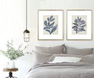 Indigo Seaweed I Watercolour Wall Art Print