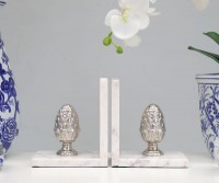 Set 2 Trinity Silver Acorn & Marble Bookends Set 2