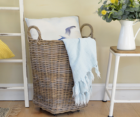 Casa Wicker Laundry Basket, Large, White