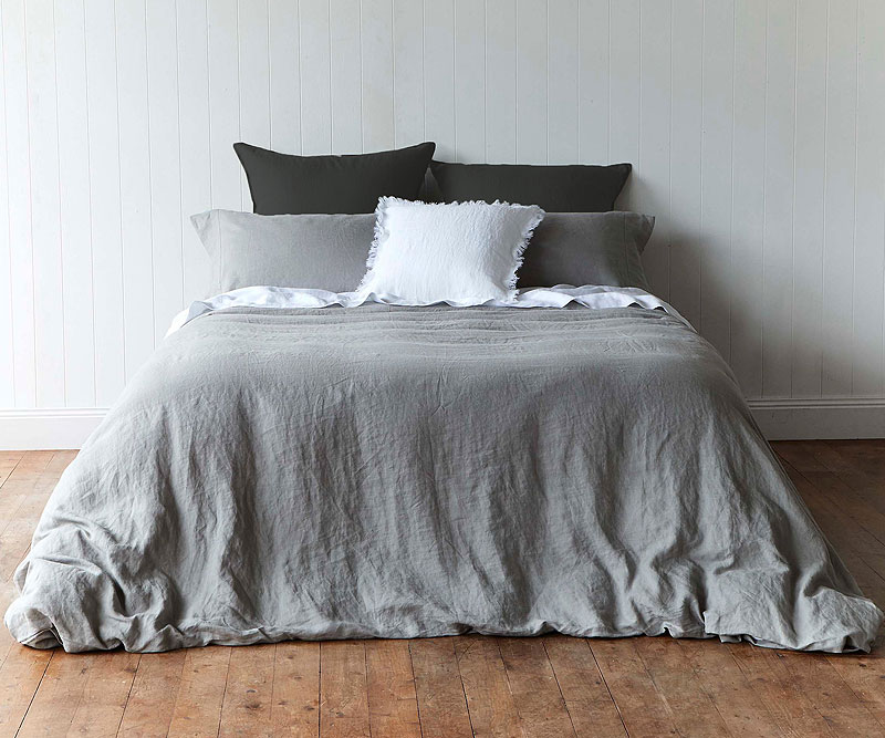 French Grey Linen Queen Size Doona Cover