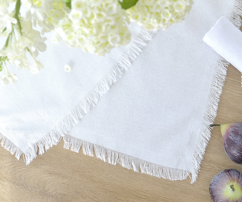 White Fringed Tablecloth Cotton Frayed Edge Table Cloth