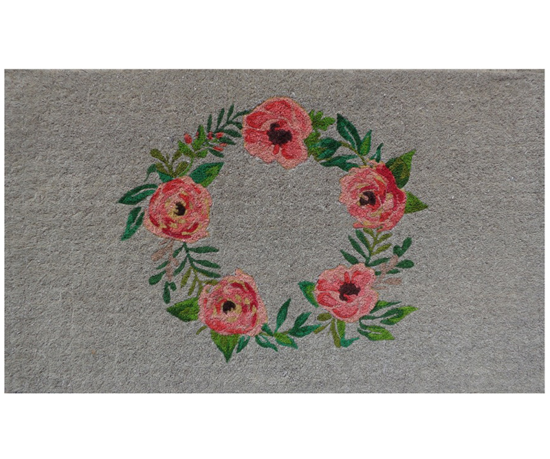 Rose Wreath 100% Coir Doormat