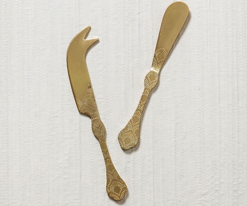 Florentine Cheese Knife Set Carved Bone