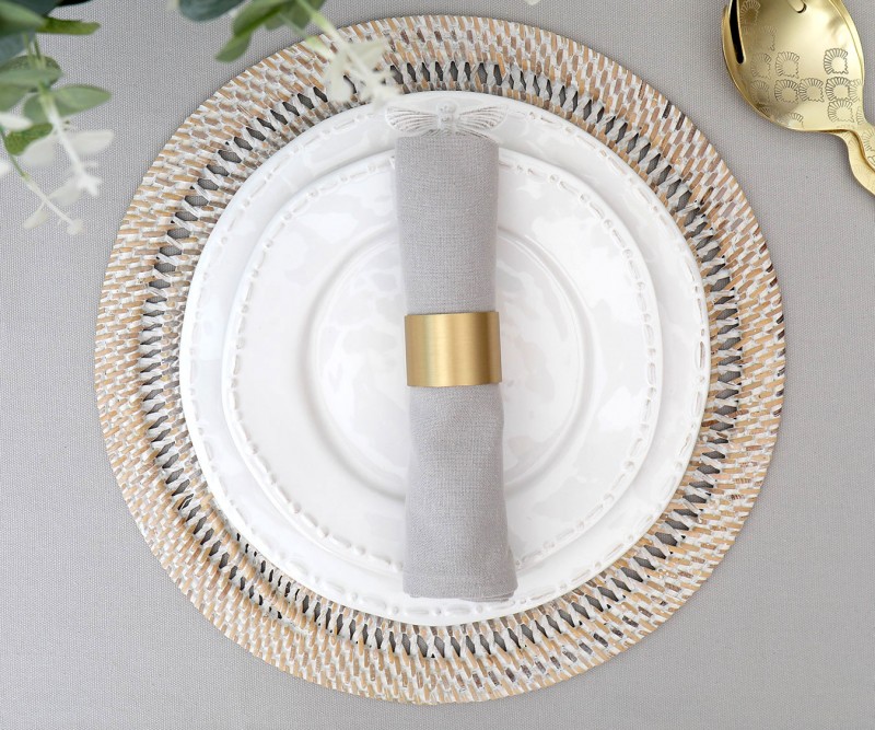 Fairlight Round Placemat Open Weave Whitewash