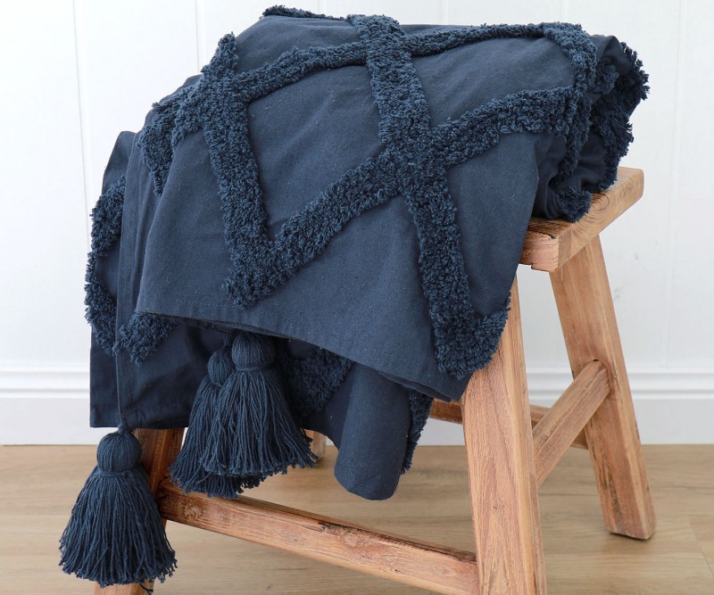 Turkish Stripe Pom Pom Throw