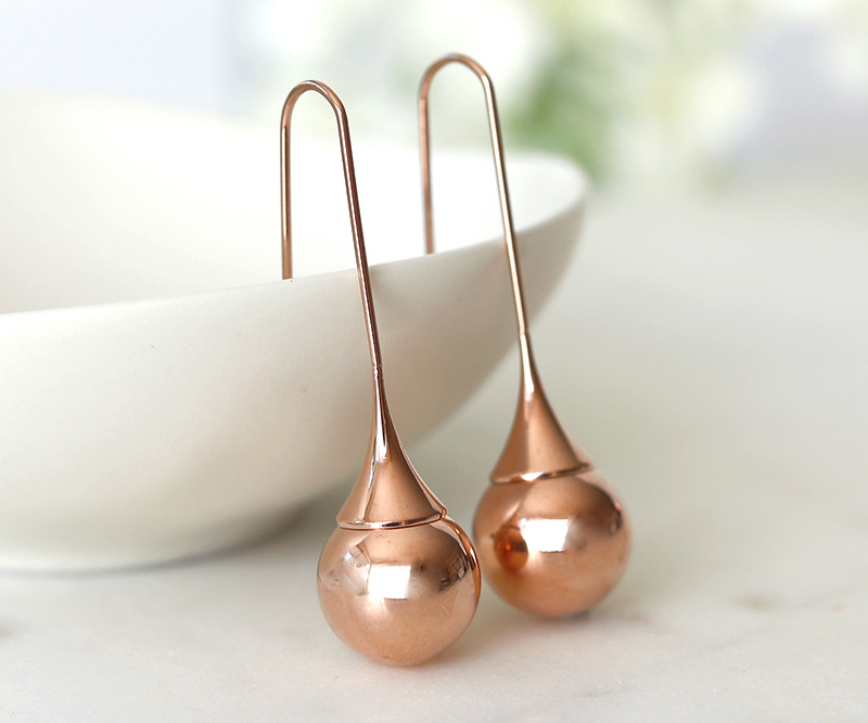 Luna Rose Gold Ball Earrings