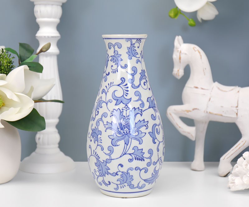 Lily Blue & White Vase