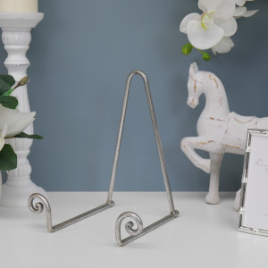 Silver Scroll Plate Stand / Recipe Book Stand - Large, a tabletop piece suited to serving food or creating a decorative display