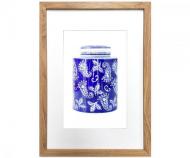 A3 Ginger Jar Print - Monaco Blue & White Framed Print