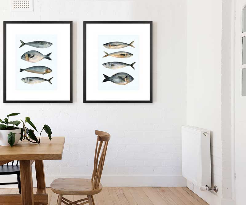 Four Fish I Art Print Framed